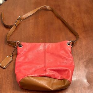 Tignanello Red and Brown Women's Leather Shoulder Bag